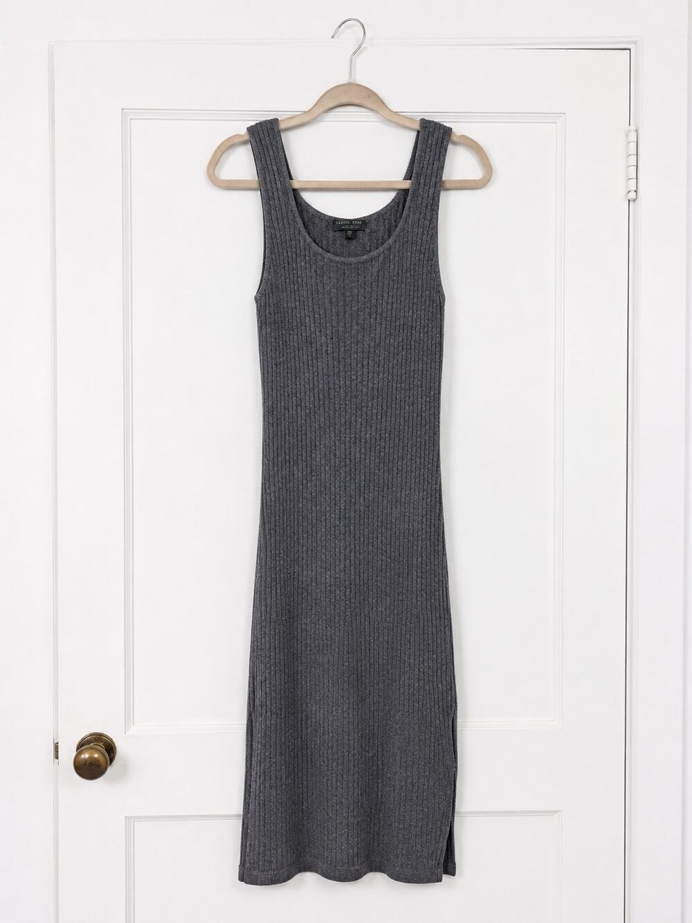 Barefoot Dreams CozyChic Ultra Lite Ribbed Midi Maxi Tank Dress Gray Size M